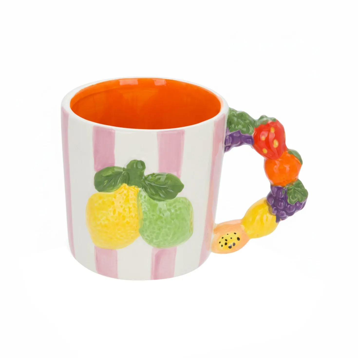 Tazza limone righe rosa 530 ml Florafruit ceramica