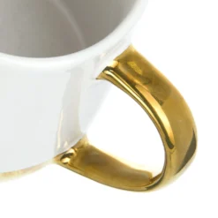 Tazza mug ceramica manico e base oro 360 ml labbra