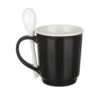 Tazza mug conica 400 ml con cucchiaino in porcellana grigio scuro