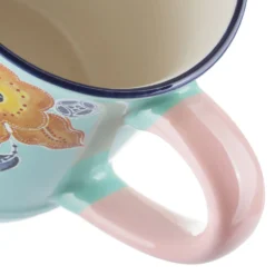 Tazza mug fiori 310 ml in porcellana arancione e azzurra