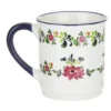 Tazza mug fiori 310 ml in porcellana bianca e blu