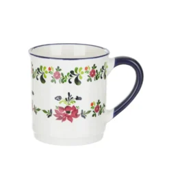 Tazza mug fiori 310 ml in porcellana bianca e blu