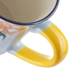 Tazza mug fiori 310 ml in porcellana bianca e gialla