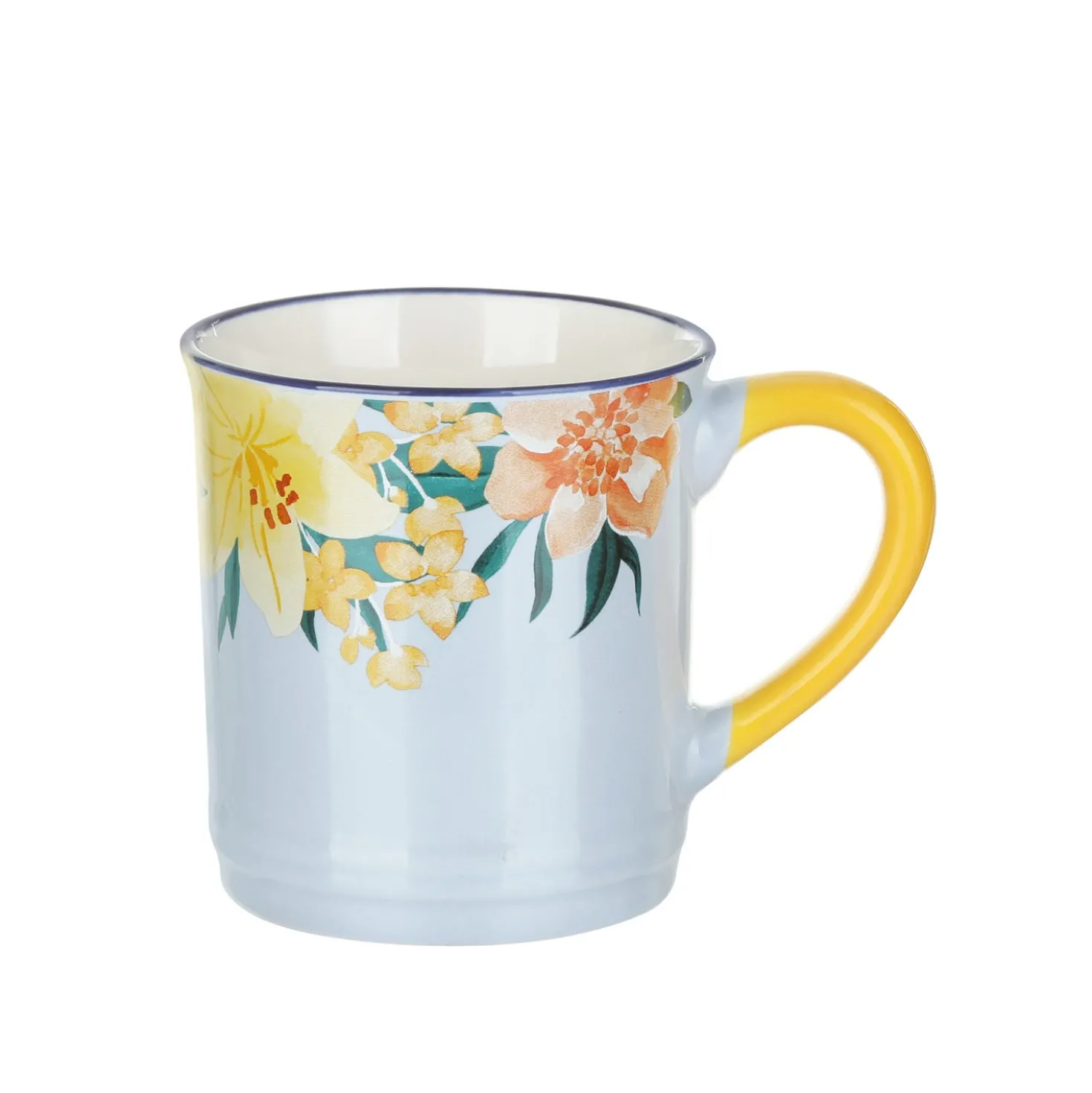 Tazza mug fiori 310 ml in porcellana bianca e gialla