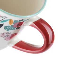Tazza mug fiori 310 ml in porcellana bianca e rossa