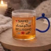 Tazza mug 350 ml in vetro blu Cheer Up