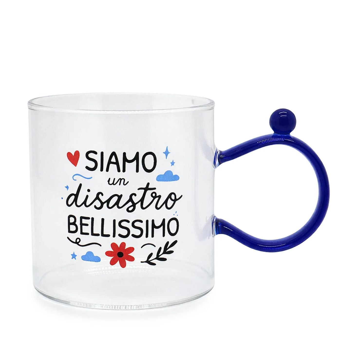 Tazza mug 350 ml in vetro blu Cheer Up