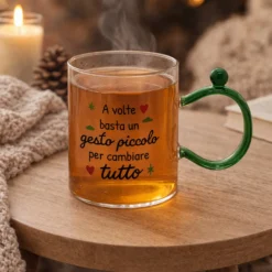 Tazza mug 350 ml in vetro verde chiaro Cheer Up