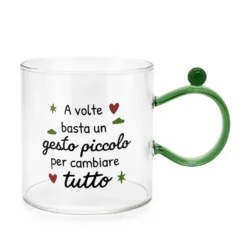 Tazza mug 350 ml in vetro verde chiaro Cheer Up