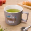 Tazza mug scritta 450 ml in porcellana grigio opaco