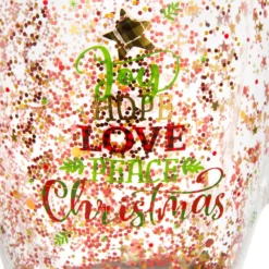 Tazza mug vetro borosilicato Love Christmas glitter 300 ml