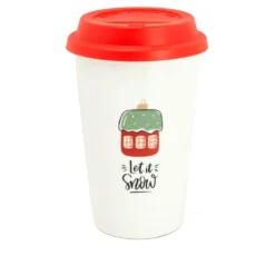 Tazza natalizia 300 ml coperchio Let it snow