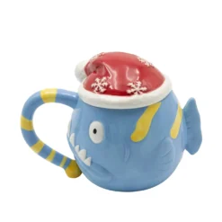 Tazza natalizia pesce pagliaccio azzurro 600 ml ceramica