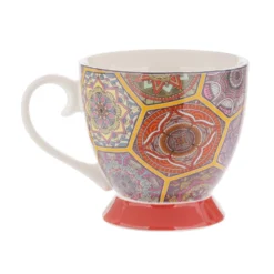 Tazza tè decoro mandala rossa in New Bone China, 450 ml
