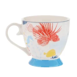Tazza tè decoro marino azzurra in New Bone China, 450 ml