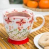 Tazza tè decoro rosso in New Bone China, 450 ml