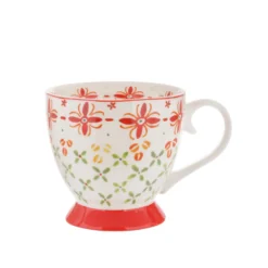 Tazza tè decoro rosso in New Bone China, 450 ml