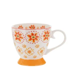 Tazza tè fiori arancione in New Bone China, 450 ml