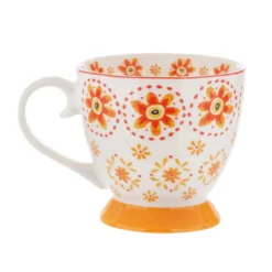 Tazza tè fiori arancione in New Bone China, 450 ml