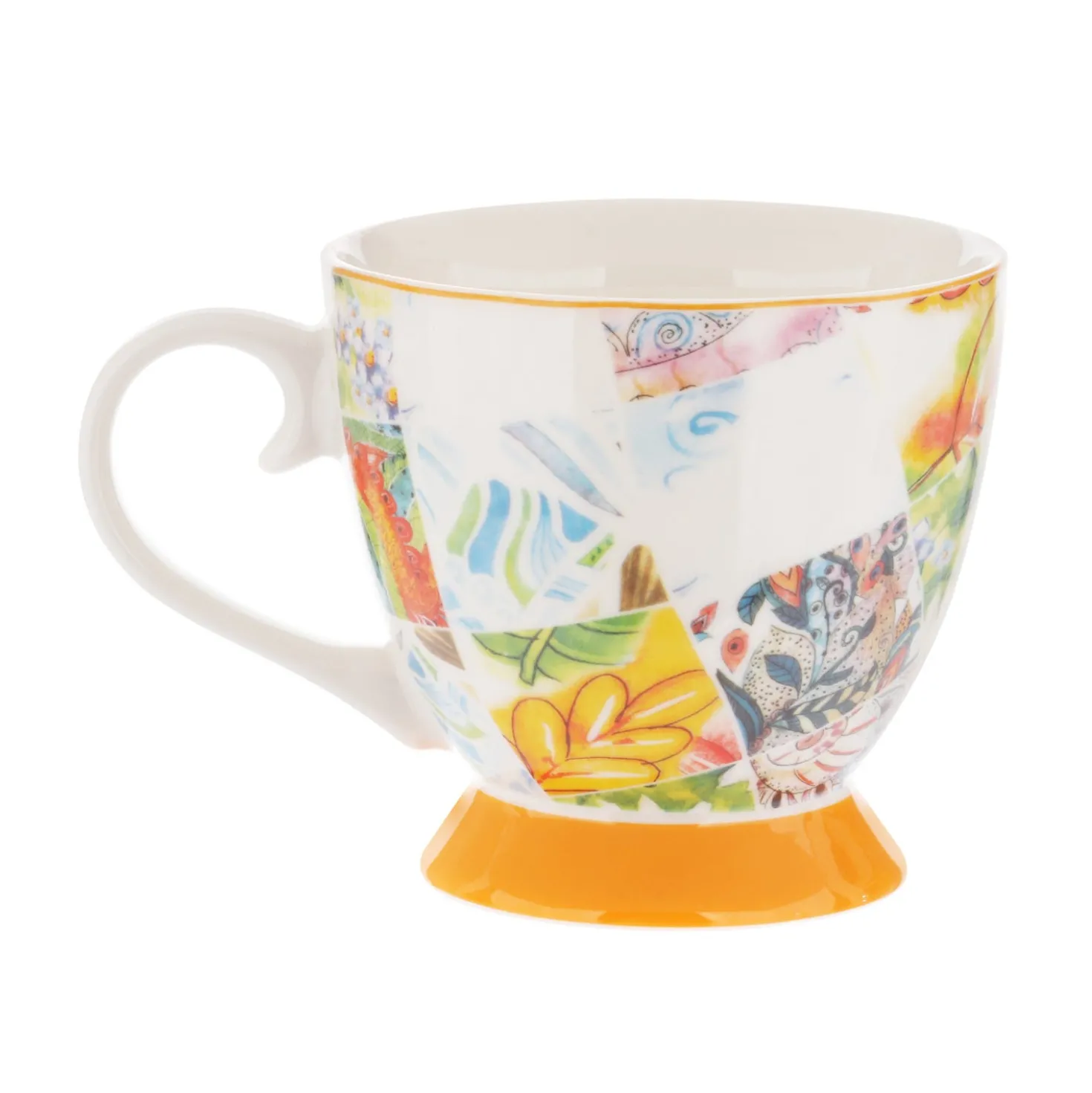 Tazza tè fiori arancione in New Bone China, 450 ml
