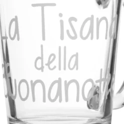 Tazzina in vetro 310 ml scritta Tisana buonanotte