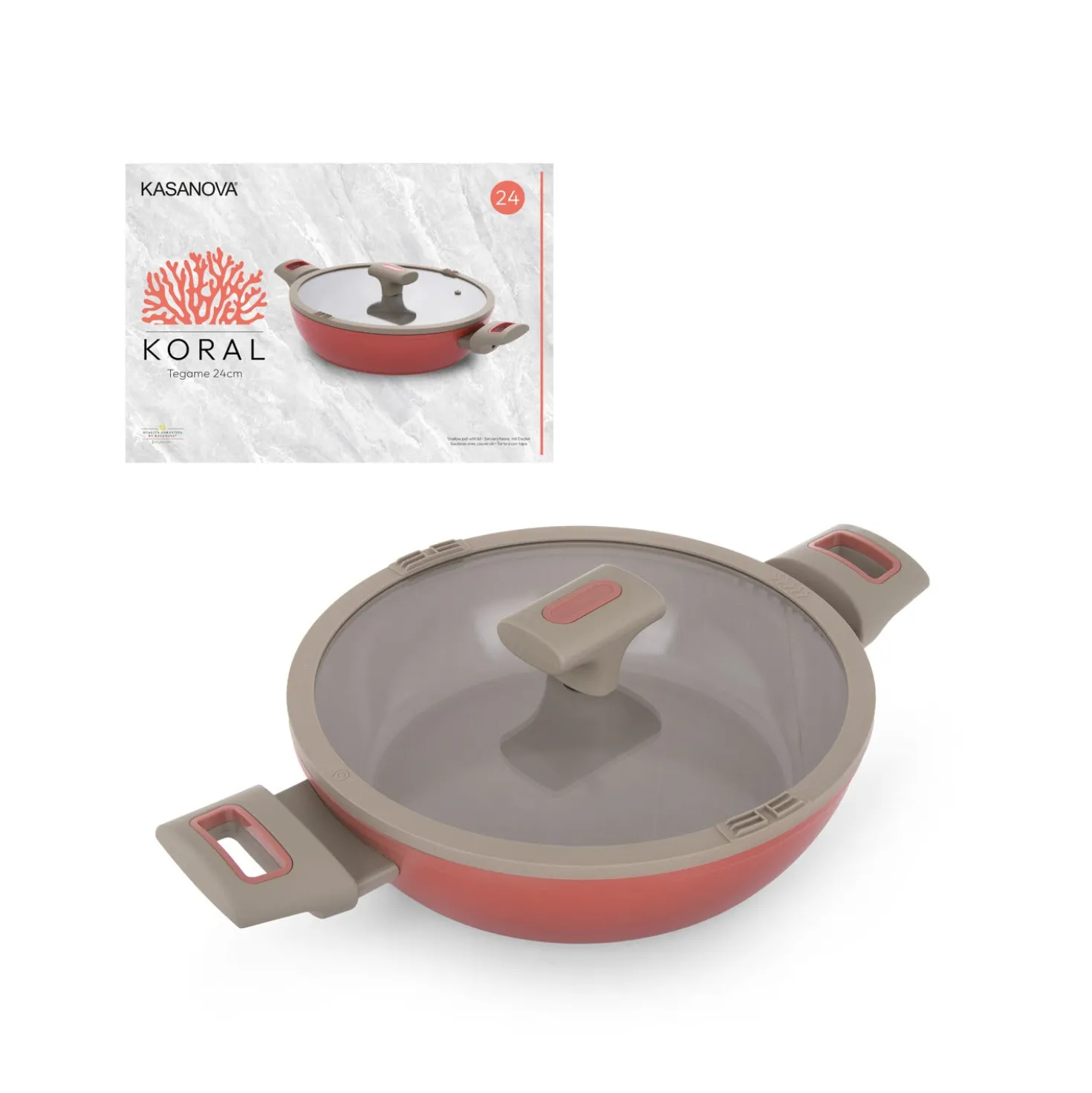 Tegame 24 cm antiaderente ceramico Koral con coperchio