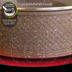 Tegame 28 cm antiaderente 0 grassi con coperchio