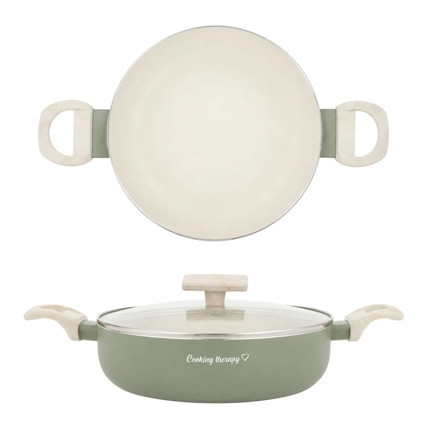 Tegame 24 cm avocado Cooking Therapy con coperchio