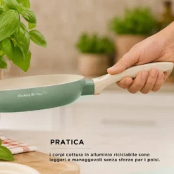 Tegame 24 cm avocado Cooking Therapy con coperchio