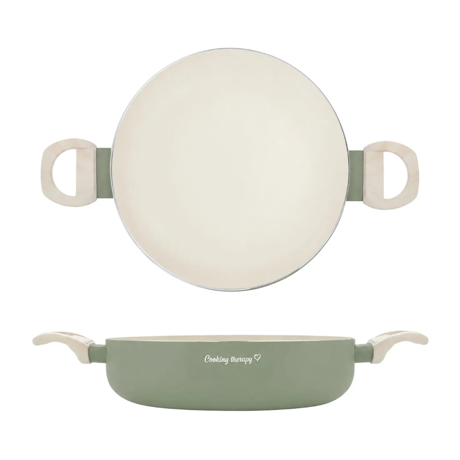 Tegame 28 cm avocado Cooking Therapy con coperchio