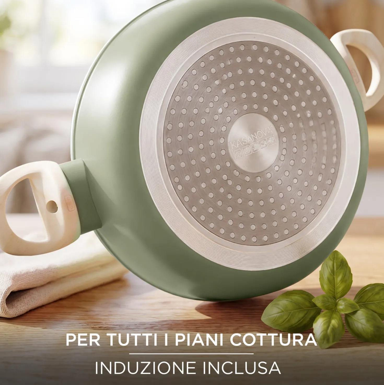 Tegame 28 cm avocado Cooking Therapy con coperchio