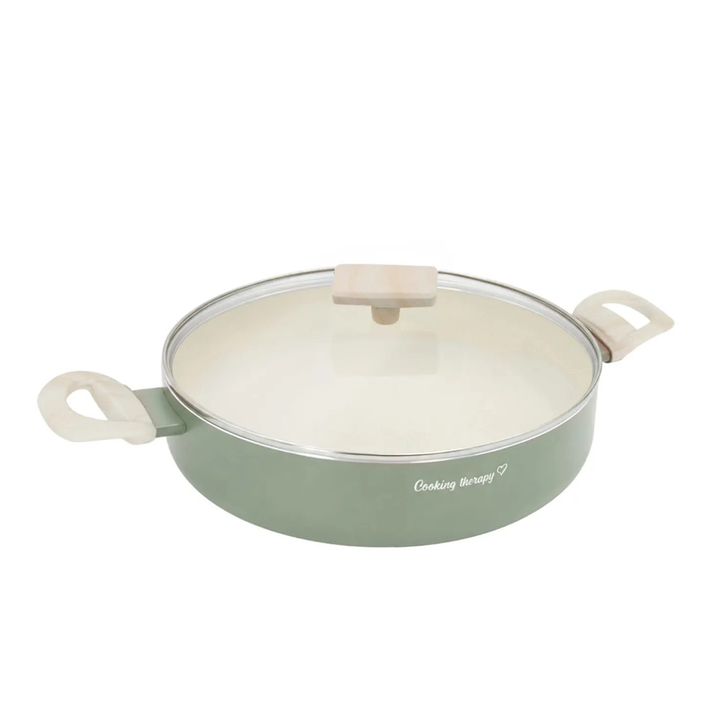 Tegame 28 cm avocado Cooking Therapy con coperchio