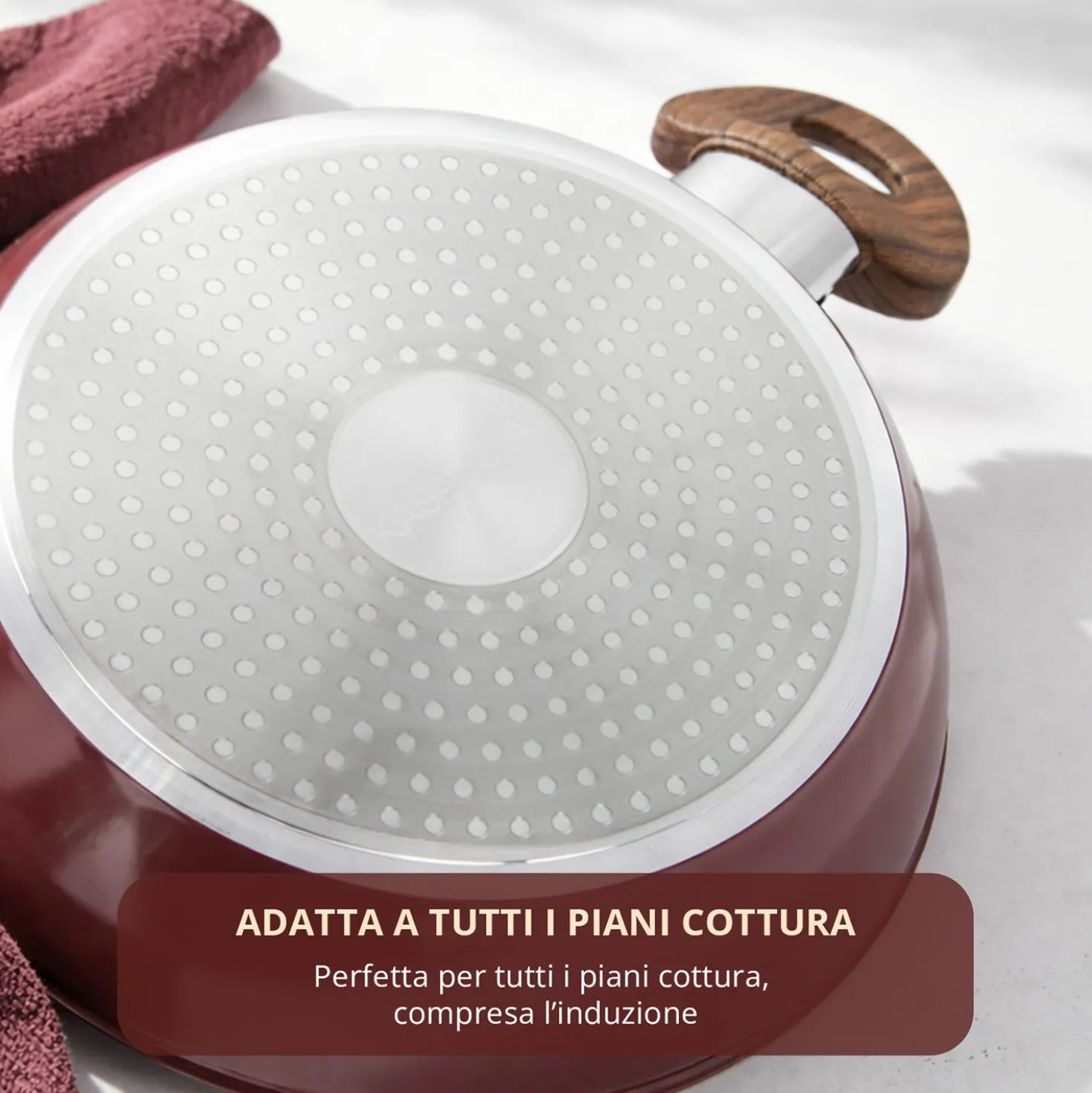 Tegame 24 cm con coperchio burgundy New Ceramic