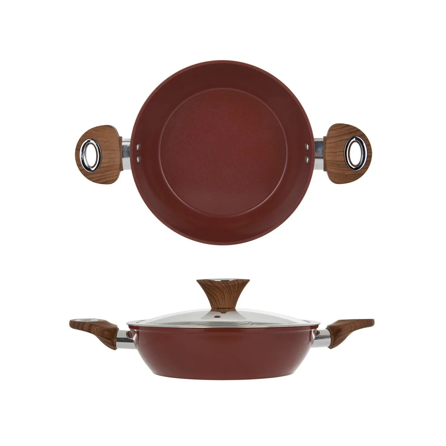Tegame 24 cm con coperchio burgundy New Ceramic