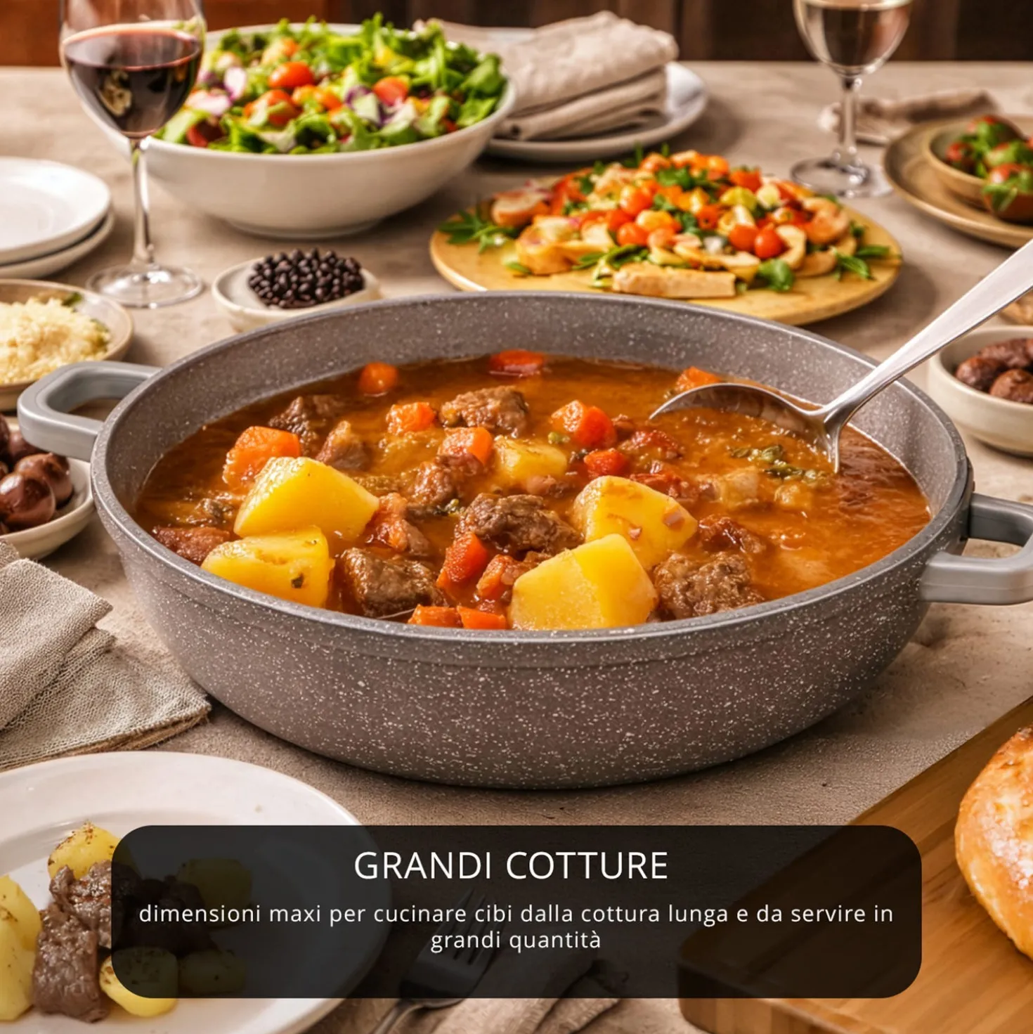 Tegame 40 cm con coperchio I Giganti design marrone