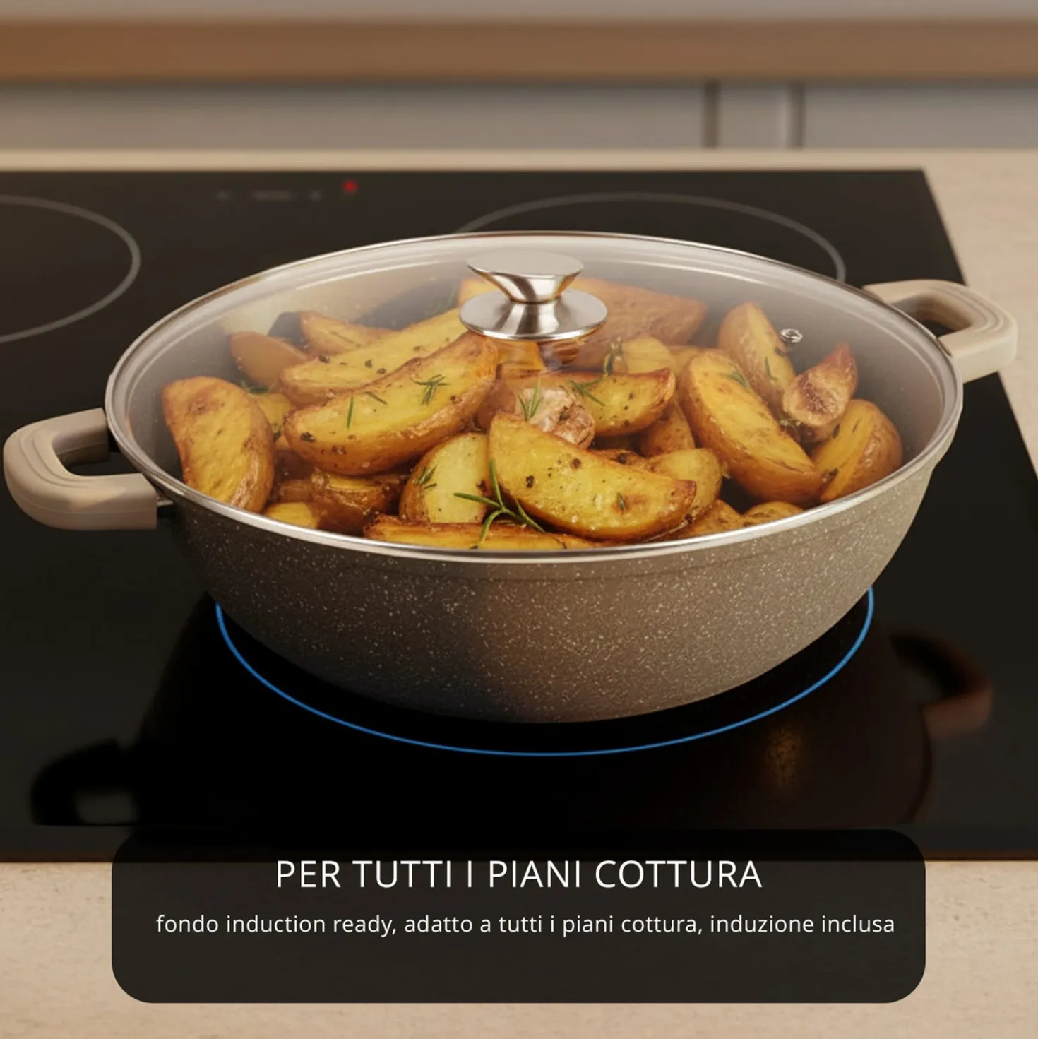 Tegame 40 cm con coperchio I Giganti design marrone