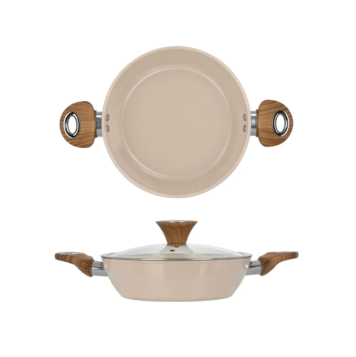 Tegame 24 cm coperchio taupe New Ceramic