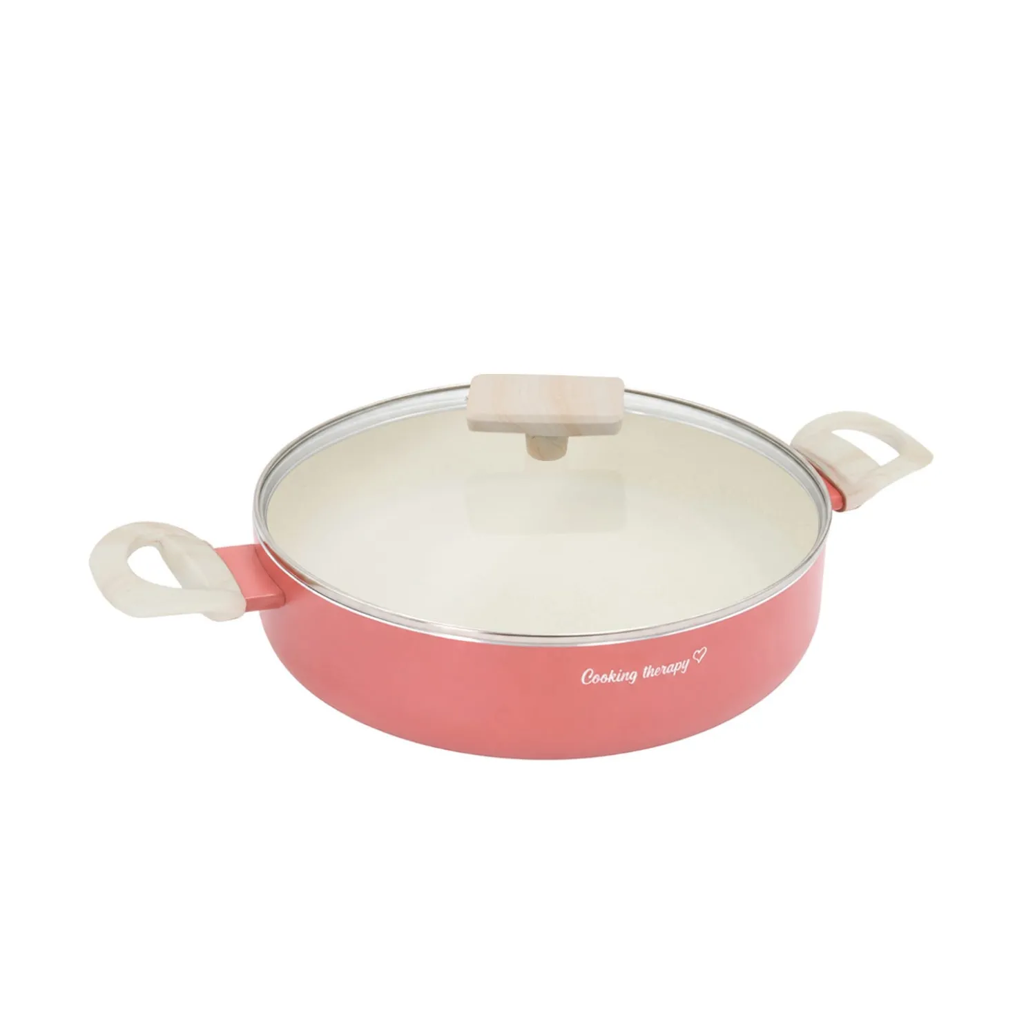 Tegame 24 cm corallo Cooking Therapy con coperchio