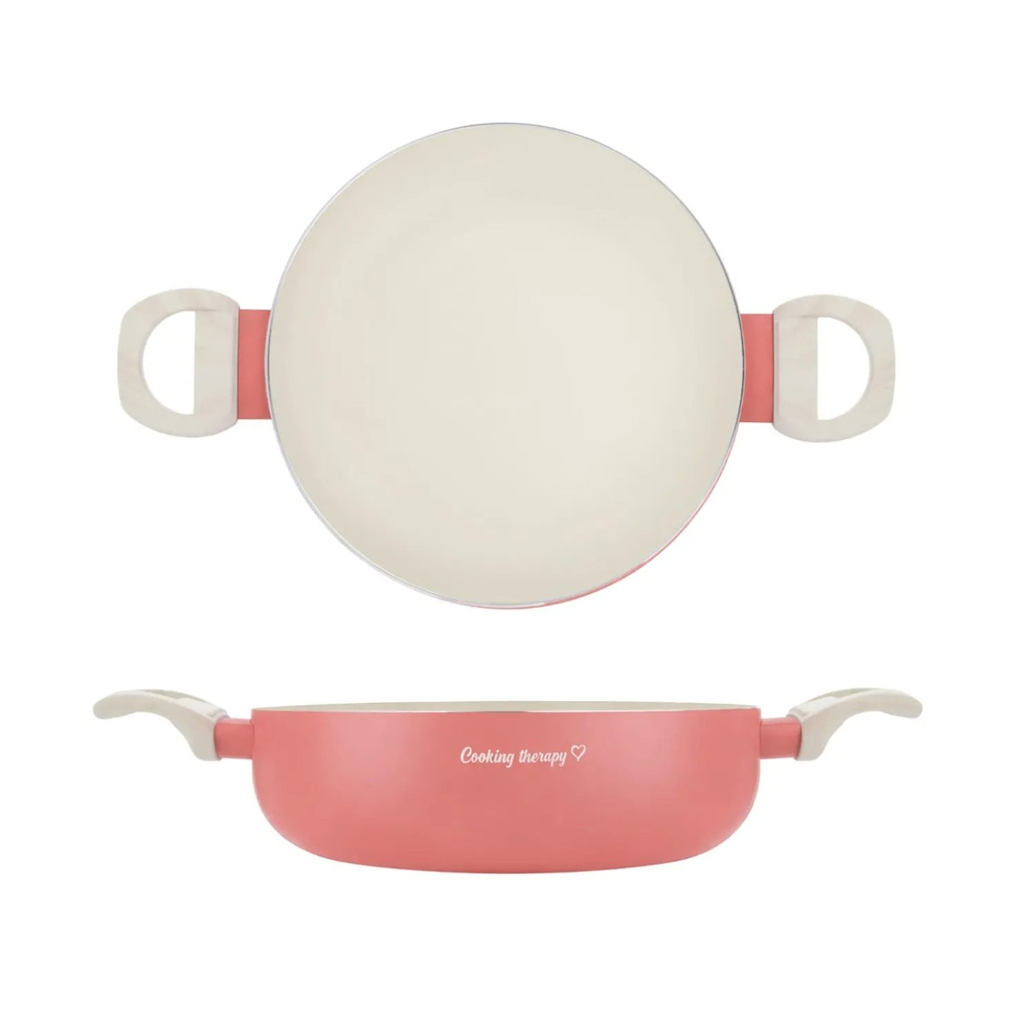 Tegame 24 cm corallo Cooking Therapy con coperchio