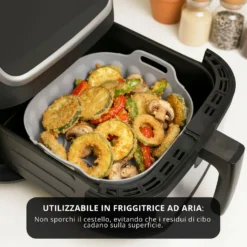 Teglia 18x18 cm silicone per friggitrice ad aria grigia