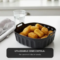 Teglia 18x18 cm silicone per friggitrice ad aria nera
