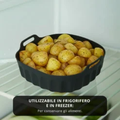 Teglia 18x18 cm silicone per friggitrice ad aria nera