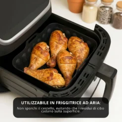 Teglia 21x14 cm silicone per friggitrice ad aria nera
