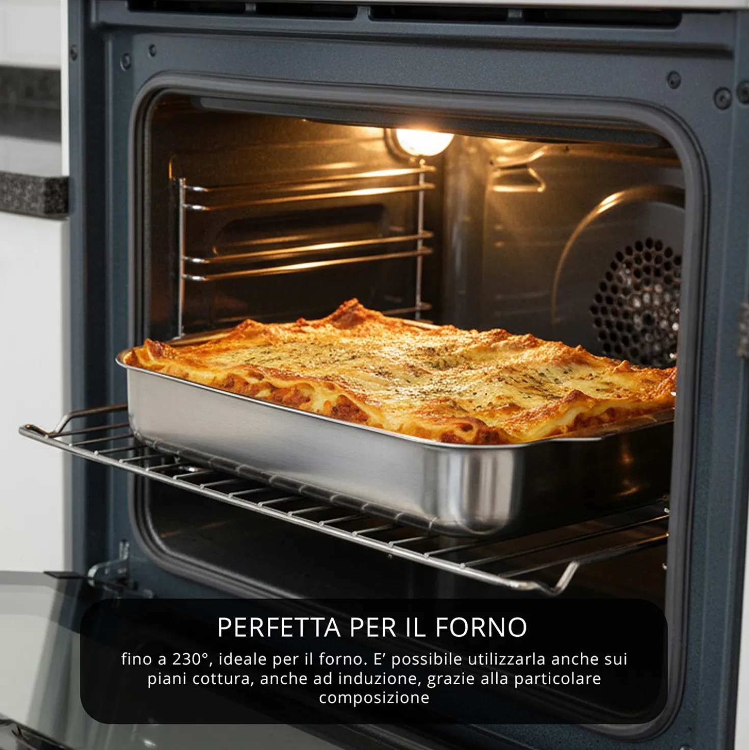 Teglia 30x16x6 cm per forno e piano cottura Tri - Ply