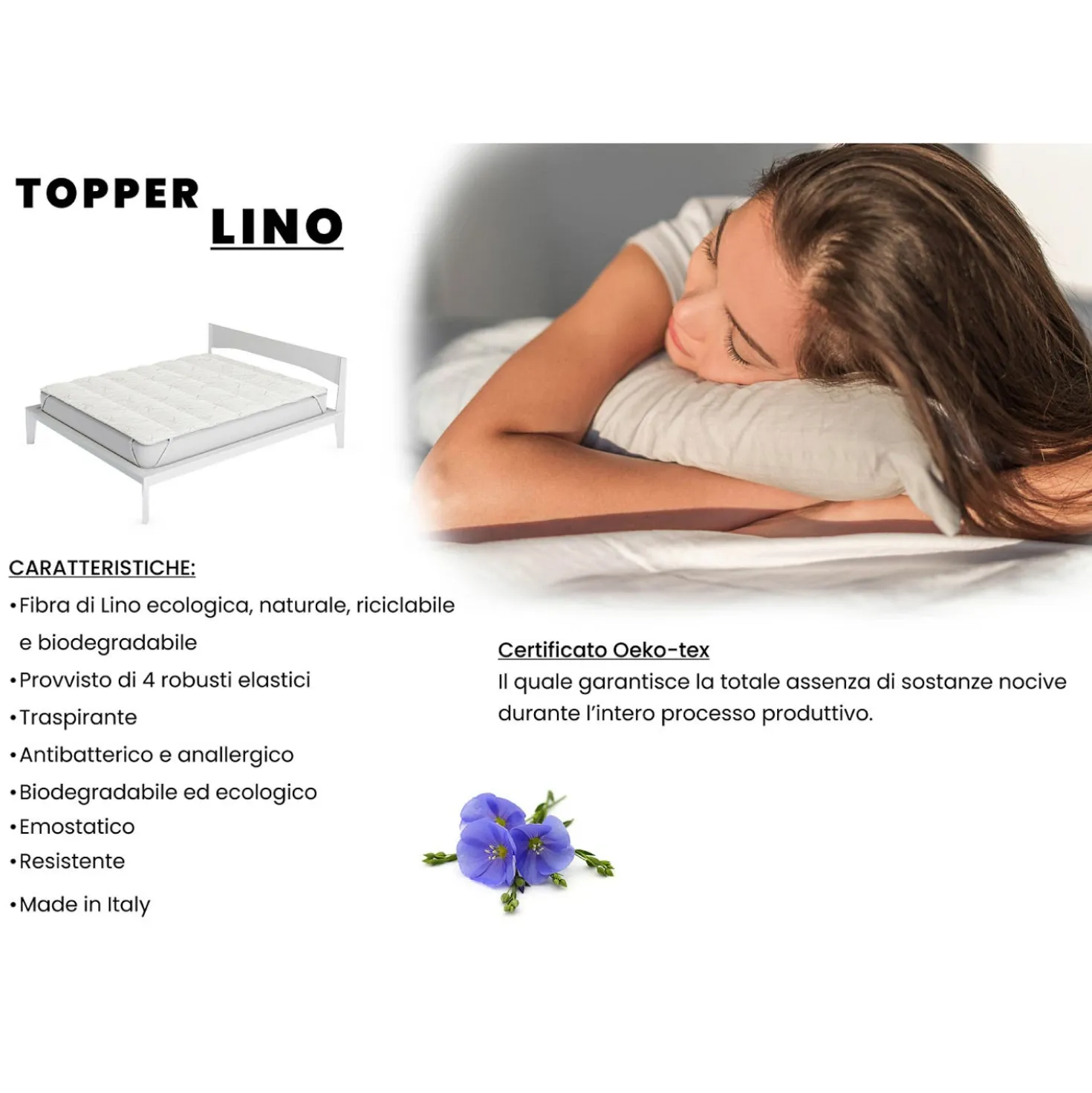 Topper matrimoniale lino Datex