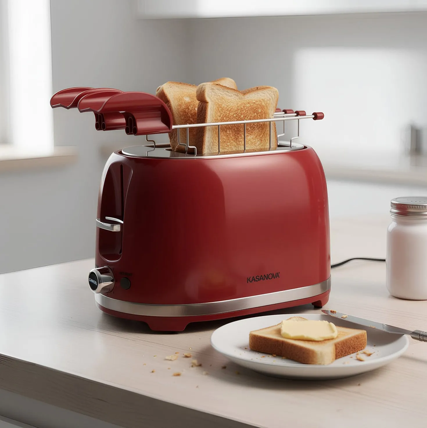 Tostapane 2 fette 7 livelli di tostatura 850 W rosso