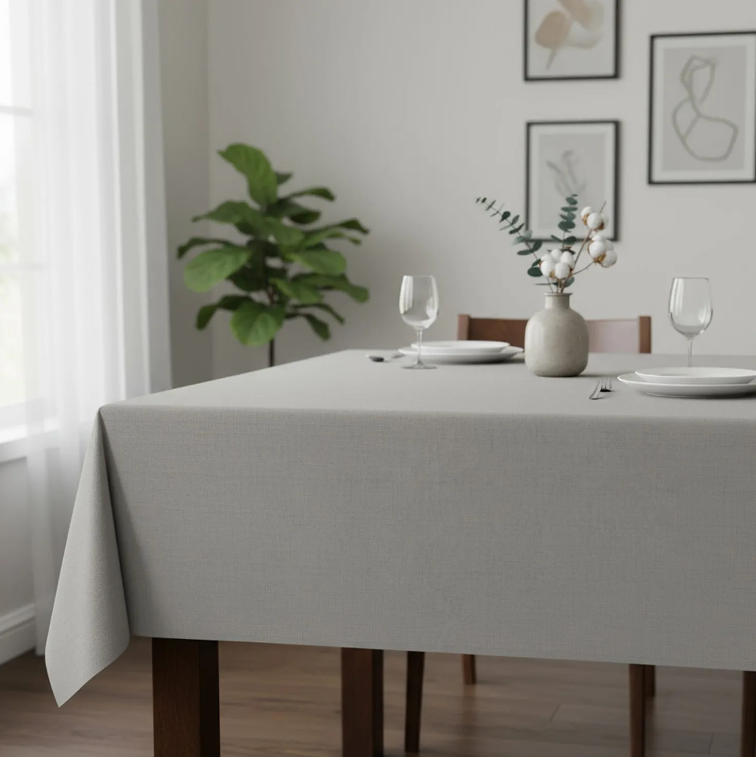 Tovaglia cotone tortora 140x140 cm Slub