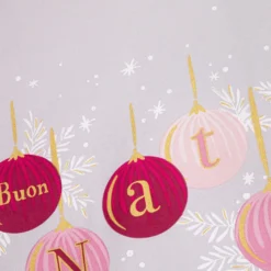 Tovaglia natalizia bianca palline malva