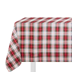 Tovaglia natalizia tartan 140x320 cm bianco