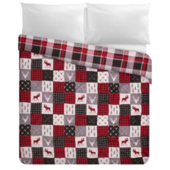 Trapunta matrimoniale renne e scozzese double face Cottage